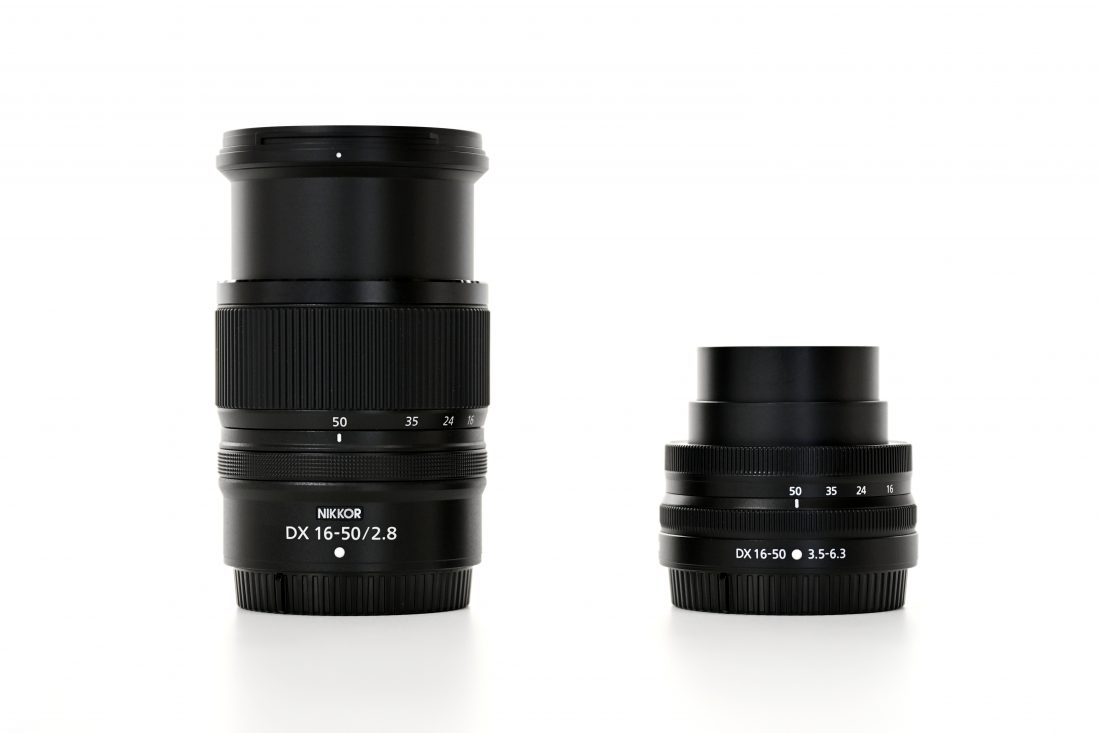 NIKKOR Z DX 16-50mm F2.8 VRとNIKKOR Z DX 16-50mm F3.5-6.3 VRのサイズ比較