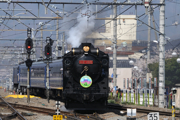 塩山駅に到着する快速「SL山梨桃源郷1号」