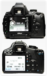 Nikon D5000、Canon EOS Kiss X3背面